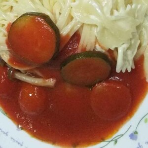 【白ワインに合う】ズッキーニ&ナスのトマトパスタ